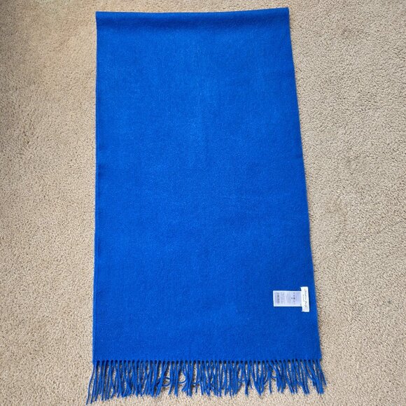 NWOT Christian Berg Wool Cashmere Fringe Scarf Royal Blue - Picture 1 of 13